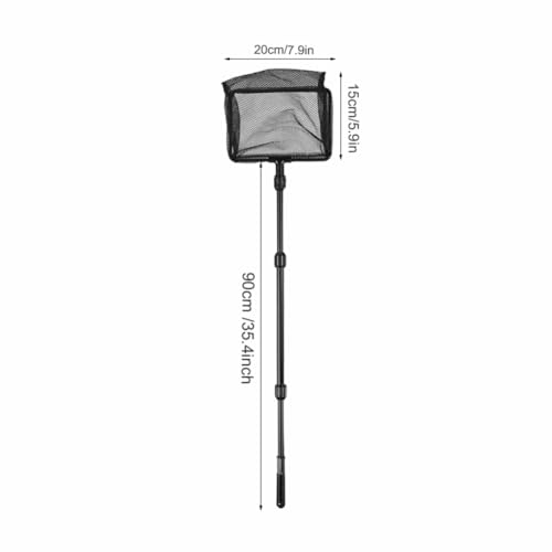 Black Plastic Retractable Aquarium Fish Fine Mesh Net with Telescopic Pole for Fish Tank Aquarium Accessories