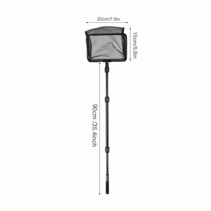 Black Plastic Retractable Aquarium Fish Fine Mesh Net with Telescopic Pole for Fish Tank Aquarium Accessories