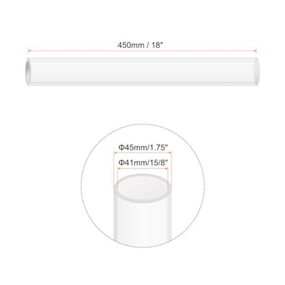 18" Clear Plastic Rigid Pipe 41mm ID x 45mm OD (1 5/8" ID x 1 3/4" OD) Acrylic Round Tubing, [for Plumbing,Hydraulics,Pneumatics,Aquarium] - size: 1 5/8" x 1 3/4"