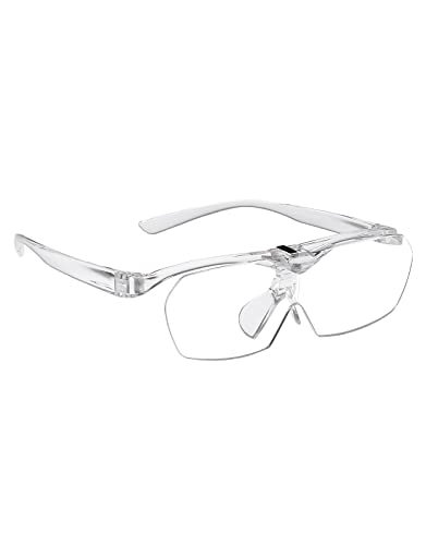 OKH 160% Magnifying Glasses, Flip Up Down Lens, Hands-Free Magnifier Eyeglasses for Close Work, Reading, Sewing, Jewelry Making, Craft, Hobby, Painting - color: Clear