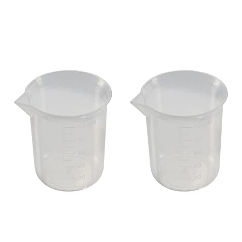 Othmro 2Pcs 3.38oz Measuring Cups 100ml PP Plastic Graduated Cups Plastic Graduated Beaker Clear Scale Cups Liquid Measuring Mixing Cups Graduated Plastic Measuring Cups for Lab Kitchen Transparent - color: 100ML 2PCS