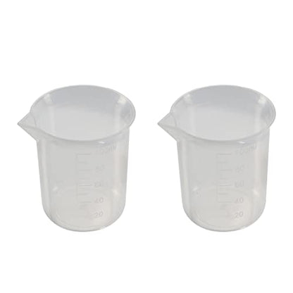 Othmro 2Pcs 3.38oz Measuring Cups 100ml PP Plastic Graduated Cups Plastic Graduated Beaker Clear Scale Cups Liquid Measuring Mixing Cups Graduated Plastic Measuring Cups for Lab Kitchen Transparent - color: 100ML 2PCS