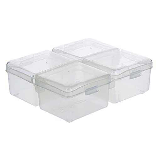 Clear 4 Compartment Plastic Pop Top Storage Organizer