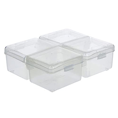 Clear 4 Compartment Plastic Pop Top Storage Organizer