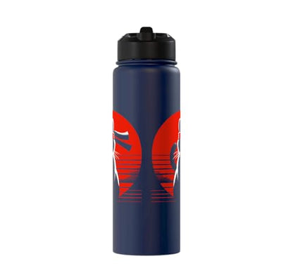 Japanese Cats Lovers And Cool Fighting Ninja Cat Fighter Stainless Steel Insulated Water Bottle - color: Navy Blue