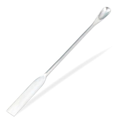 Double Ended Micro Lab Scoop Spoon Half Rounded/Flat End Spatula, Stainless Steel