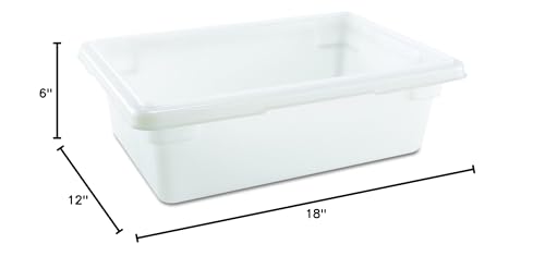 Rubbermaid Commercial 3509 3-1/2 gallon Capacity, 18" Length x 12" Width x 6" Depth, White Color, High-Density Polyethylene Food and Tote Box
