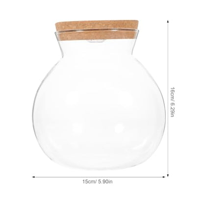 Led Light Bottle 6.29X5.90X5.90 Inch Glass Micro Aquarium Fish Tank DIY Micro Landscape for Home Office Decoration