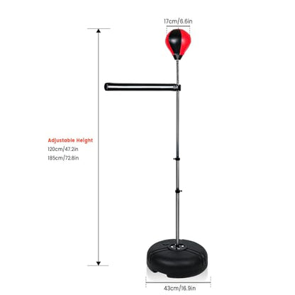 INNOLIFE Boxing Bar with Stand, Adjustable Height Freestanding Punching Bag for Adults, Boxing Training Equipment with Speed Bag for Home Gym, Stress Relief & Fitness, Black & Red