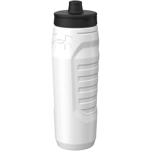Under Armour Squeeze Water Bottles, 32 oz Water Bottles, Sideline Sports Water Bottle with Quick-Shot Lid, Quick & Easy Hydration, Gym Water Bottles, Squeeze Bottle, 1 32oz Bottle - color: White