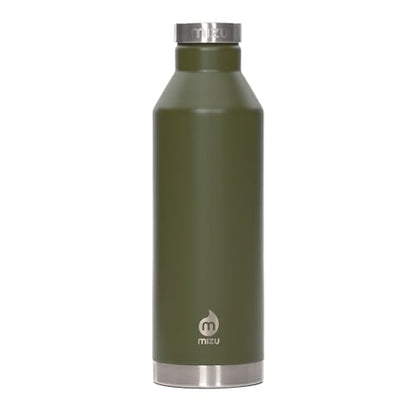 MIZU - V8 Water Bottle | 26 oz. Double Wall Stainless Steel Vacuum Insulated | Narrow Mouth with Leak Proof Cap | Multiple Colors | BPA Free - color: Leaf