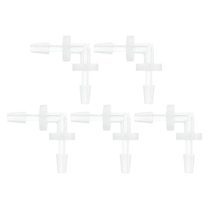 5 Pcs Aquarium Plastic Hose Barb Fitting 3/32" Hose Barb 90 Degree Elbow L Fitting Clear PP - size: 3/32"