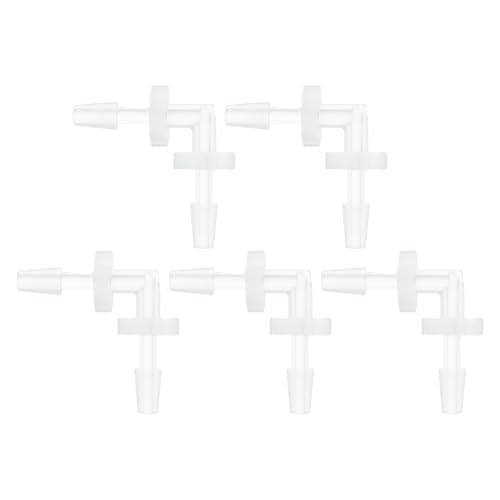 5 Pcs Aquarium Plastic Hose Barb Fitting 3/32" Hose Barb 90 Degree Elbow L Fitting Clear PP - size: 3/32"