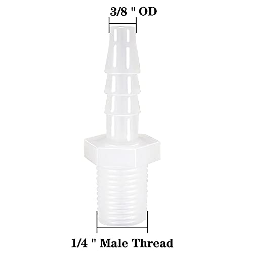 Plastic Hose Barb Fitting, 3/8" Barb X 1/4 NPT Male Thread Adapter Connector Pipe Fittings for Fuel Gas Liquid Air (Pack of 5) - size: 3/8" Barb X 1/4 NPT Male Thread