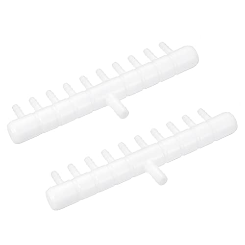 uxcell 2Pcs 9mm to 5.5m 10 Ways Air Line Tubing Splitter Connector Fish Tank Oxygen Pipe Air Tubing Adapter for Aquarium, White