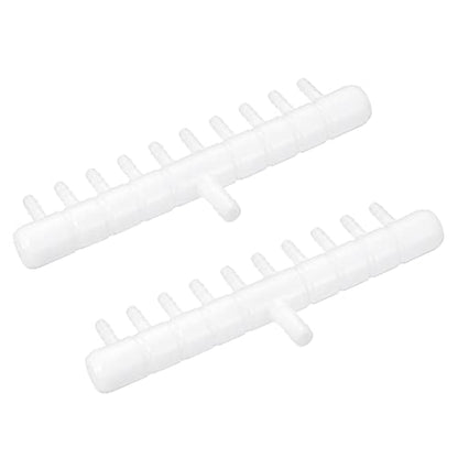uxcell 2Pcs 9mm to 5.5m 10 Ways Air Line Tubing Splitter Connector Fish Tank Oxygen Pipe Air Tubing Adapter for Aquarium, White