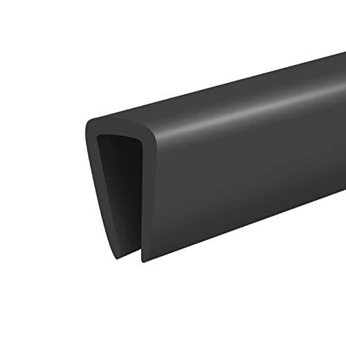 Rubber Edge Trim, 3/16" U Channel Edge Trim, Edge Protector for Glasses or Flexi Glasses, 3/16 in Flexible U Shaped Gasket, Black Color, Length 20 Ft