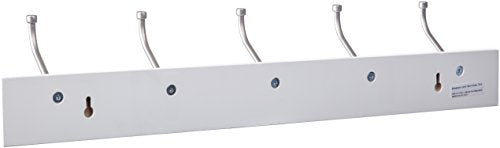 Amazon Basics Rectangular Farmhouse Wall-Mounted Coat Rack for Entryway and Bedroom, Storage Organizer, 5 Hooks, White - color: White, style: Single