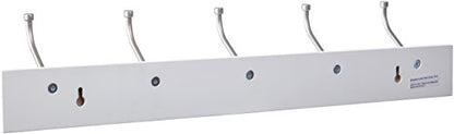 Amazon Basics Rectangular Farmhouse Wall-Mounted Coat Rack for Entryway and Bedroom, Storage Organizer, 5 Hooks, White - color: White, style: Single