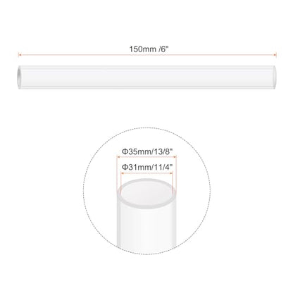 6" Clear Plastic Rigid Pipe 31mm ID x 35mm OD (1 1/4" ID x 1 3/8" OD) Acrylic Round Tubing, [for Plumbing, Hydraulics, Aquarium] - size: 1 1/4" x 1 3/8"