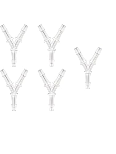 5 Pcs Aquarium Air Pump Connectors Y-Shaped Air Valve 3 Way Airline Tubing Plastic Barb Equal Hose Anti-Shedding Fish Tank Tube Adapters Splitter