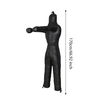 harayaa Boxing Dummy Martial Arts Training Wrestling Dummy Punching Dummy Canvas Cover Unfilled Suitable for Adults Grappling Practice Home Gym Fitness Dojo - color: 170cm Black