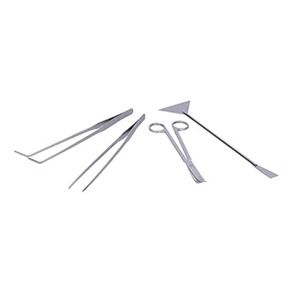 4 in 1 Aquarium Tools Kit, Aluminum Alloy Tools with Mirror Polished Finish for Fish Tank Plant Cleaning and Substrate Maintenance