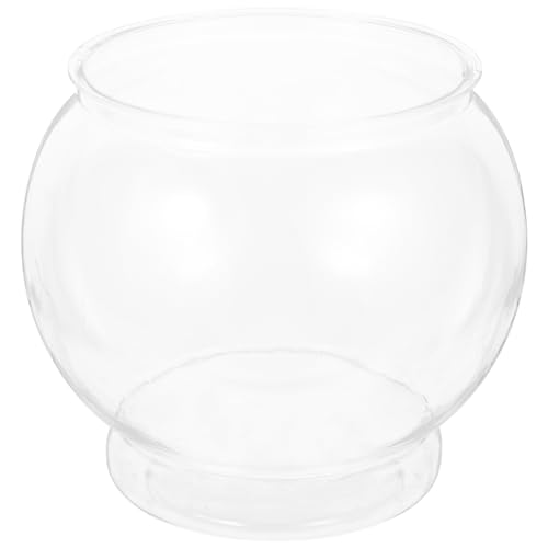 POPETPOP 7.08 Inch Plastic Fish Bowl Small Round Desktop Fish Tank Aquarium Clear Shatterproof Bowl for Home Office Decoration