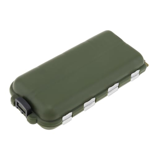 Small Fishing Box Portable Case, 16 Compartments Mini Storage Box Containers, Hooks Lure Baits Grid Box Fishing Box Fishing Accessories Box, Green
