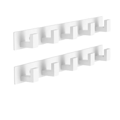 PMMASTO Stainless Steel Wall Coat Rack, White- 5 Hooks, 1 Pack, L Shape - color: White, size: 5 "L" Hooks, 1PACK