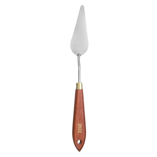 HARFINGTON Palette Knife Painting Tool 3.23" x 1.14" Stainless Steel Teardrop Blade 9.45" Length Spatula Painting Pallet Knives with Hole Beech Wood Handle for Oil Acrylic Canvas, Red/Silver