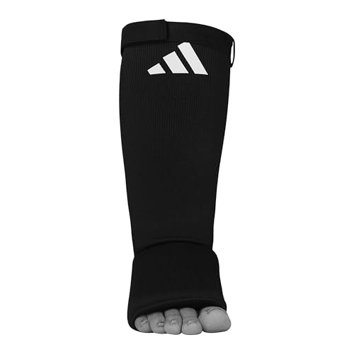 Adidas Shin Guards for Muay Thai, MMA, Kickboxing, Martial Arts; Superior Beginner and Training Shin Pads,Men and Women Protection, ADIBP08B (Black, Large)