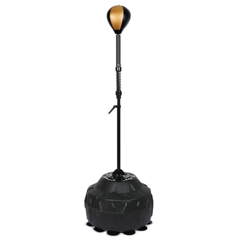 INNOLIFE Standing Reflex Speed Bag with Thick Base (Golden Black) | Adjustable Height & Reinforced Spring