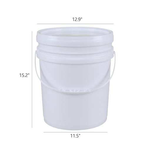 7 Gallon (4 Pack) Large Bucket Pail Container with Airtight Lid, Food Grade BPA Free, White