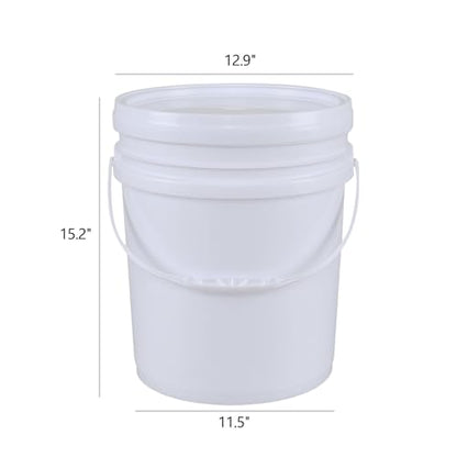 7 Gallon (4 Pack) Large Bucket Pail Container with Airtight Lid, Food Grade BPA Free, White