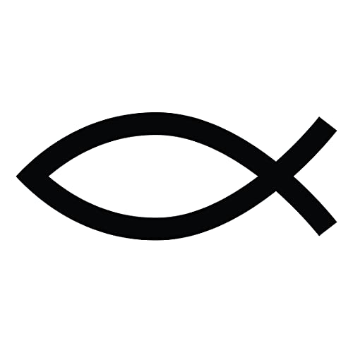 Jesus Fish Christian 2 (Black) (Set Of 2) Premium Waterproof Vinyl Decal Stickers For Laptop Phone Accessory Helmet Car Window Bumper Mug Tuber Cup Door Wall Decoration - color: Black, size: 4.8 inches x 1.9 inches