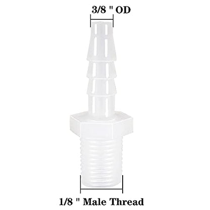 Plastic Hose Barb Fitting, 3/8" Barb X 1/8 NPT Male Thread Adapter Connector Pipe Fittings for Fuel Gas Liquid Air (Pack of 5) - size: 3/8" Barb X 1/8 NPT Male Thread