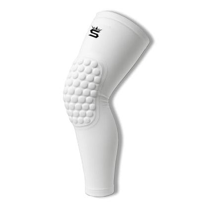 Wrestling Kneepad Leg Sleeve with Built-In Knee Pad – Compression Support, Non-Slip Fit – Youth & Adult Wrestling Gear - color: WHITE, size: ADULT L-(155-185)lbs