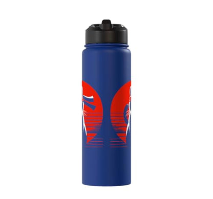 Japanese Cats Lovers And Cool Fighting Ninja Cat Fighter Stainless Steel Insulated Water Bottle - color: Royal Blue