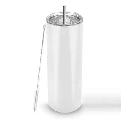 Joyclub Sublimation Tumblers Blanks 20 oz Skinny Straight Tumblers Bulk Stainless Steel Insulated Sublimation Cups with Lids and Straw, Gift Box - color: White 1 Pack