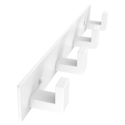PMMASTO Stainless Steel Wall Coat Rack, White- 4 Hooks, 2 Pack, L Shape - color: White, size: 4 "L" Hooks, 2PACK