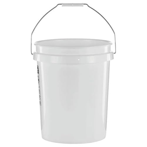 2 Pack 5 Gallon White Plastic Utility Bucket - Round Comfort Handle Multi-Purpose Bucket for Home/Garage/Garden/Cleaning