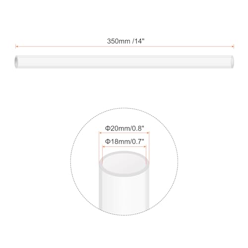 14" Clear Plastic Rigid Pipe 18mm x 20mm(0.7" x 0.8") Acrylic Tube Round Polycarbonate Tubing, [for Plumbing, Hydraulics, Aquarium, DIY] - 2Pcs