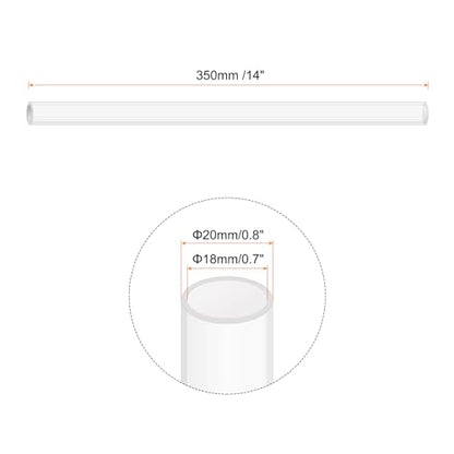 14" Clear Plastic Rigid Pipe 18mm x 20mm(0.7" x 0.8") Acrylic Tube Round Polycarbonate Tubing, [for Plumbing, Hydraulics, Aquarium, DIY] - 2Pcs