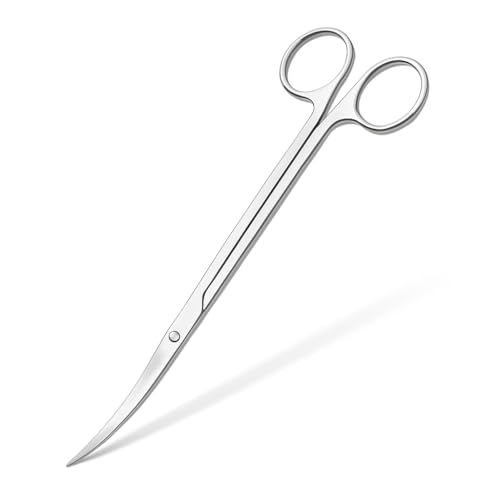 Mandala Crafts 12 Inches Silver Stainless Steel Curved Aquarium Scissors for Trimming Aquatic Plants – Bent Aquascape Scissors for Fish Tanks, Hospital Tanks, Goldfish Bowls, and Terrariums