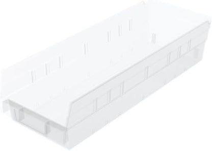 Akro-Mils 30138 Plastic Shelf Bins, Heavy Duty Storage Bins for Garage, Closet, and Drawer Organization, 18" x 6-1/2" x 4", Clear, 12-Pack - color: Clear