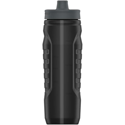 Under Armour Squeeze Water Bottles, 32 oz Water Bottles, Sideline Sports Water Bottle with Quick-Shot Lid, Quick & Easy Hydration, Gym Water Bottles, Squeeze Bottle, 1 32oz Bottle - color: Black/Pitch Grey