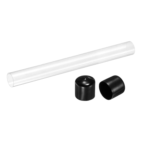 uxcell Clear Rigid Acrylic Pipe, 46mm(1.81") ID x 50mm(1.97") OD 20" Round Polycarbonate Tube Plastic Tubing with Rubber Caps for Plumbing, Lighting, Aquarium, DIY Projects - size: 46mm ID x 50mm OD 20"