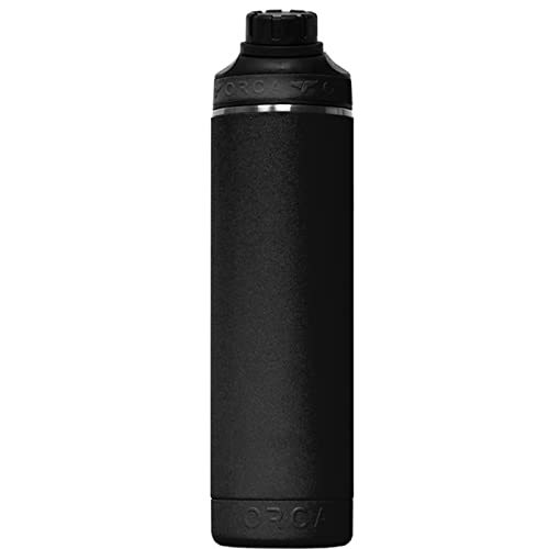 ORCA Hydra 34oz | Insulated, Stainless Steel Water Bottle with Powder Coat Finish & Silicone Grip Whale Tale Handle, Dishwasher Safe Sports Bottle — Black