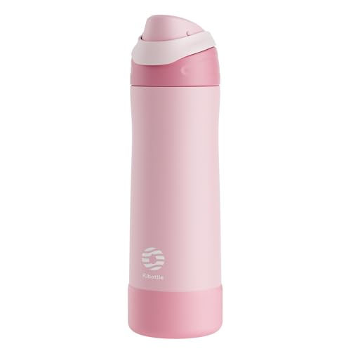 FJbottle Insulated Stainless Steel Water Bottle, 24 oz No Straw Leakproof Sports Water Bottle with Adjustable Handle for Travel Gym Workout Pink - color: Pink, size: 25.4 Ounces